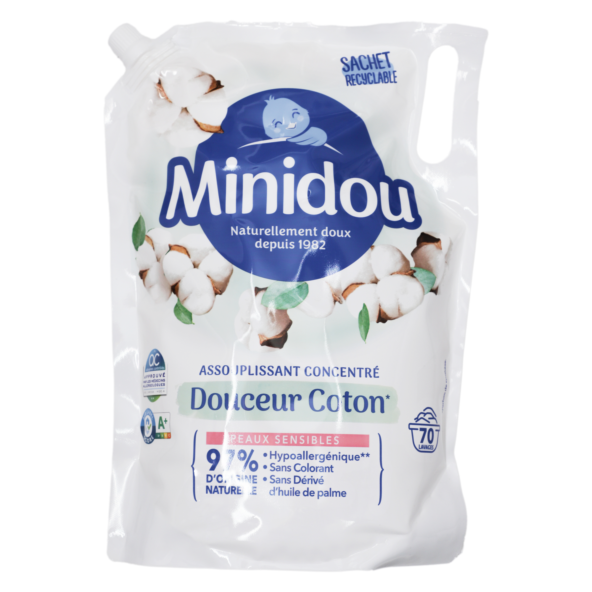 70 doses d'adoucissant douceur de coton Doypack MINIDOU prix pas cher