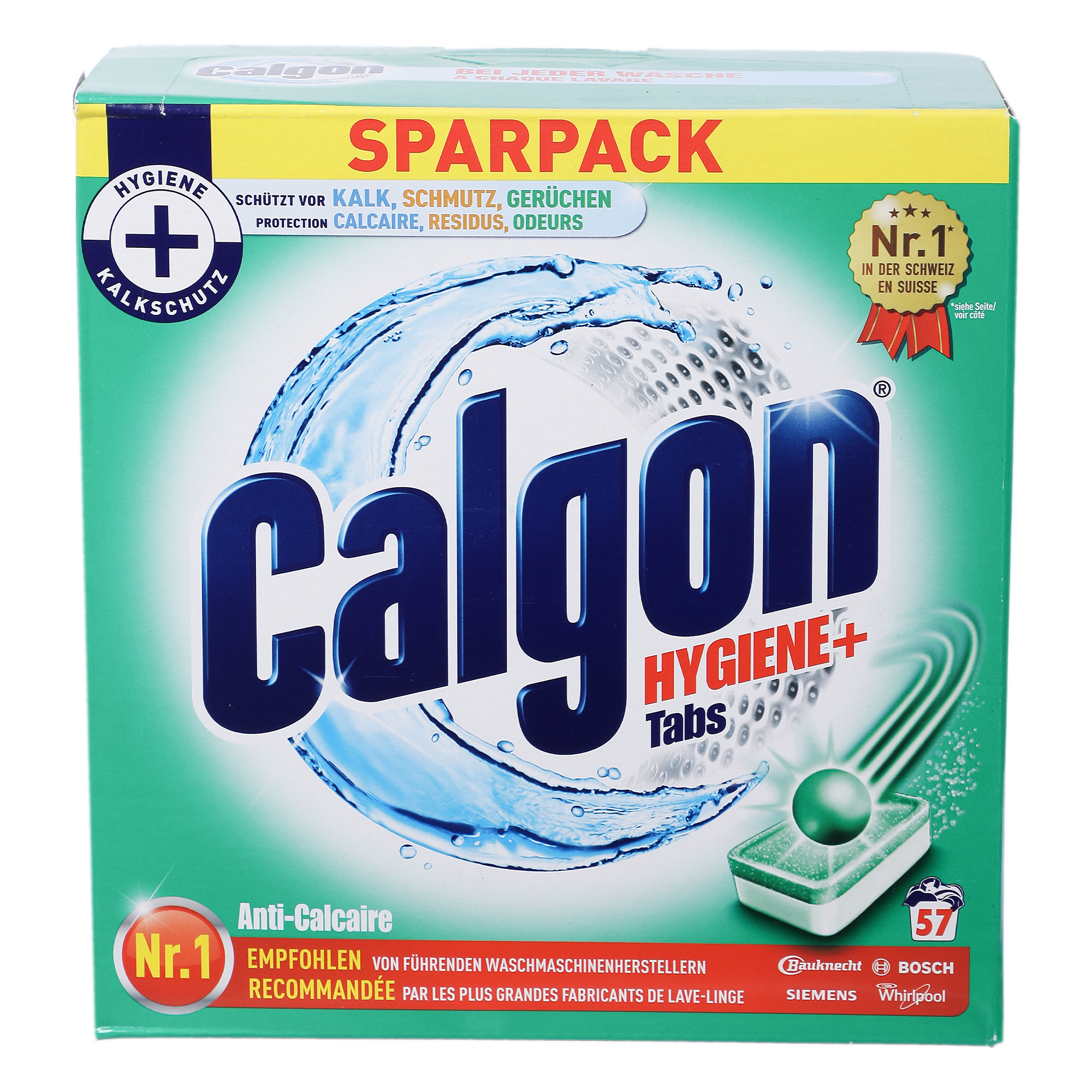 Promo Calgon les 57 tablettes** lave linge hygiène+ chez Stokomani