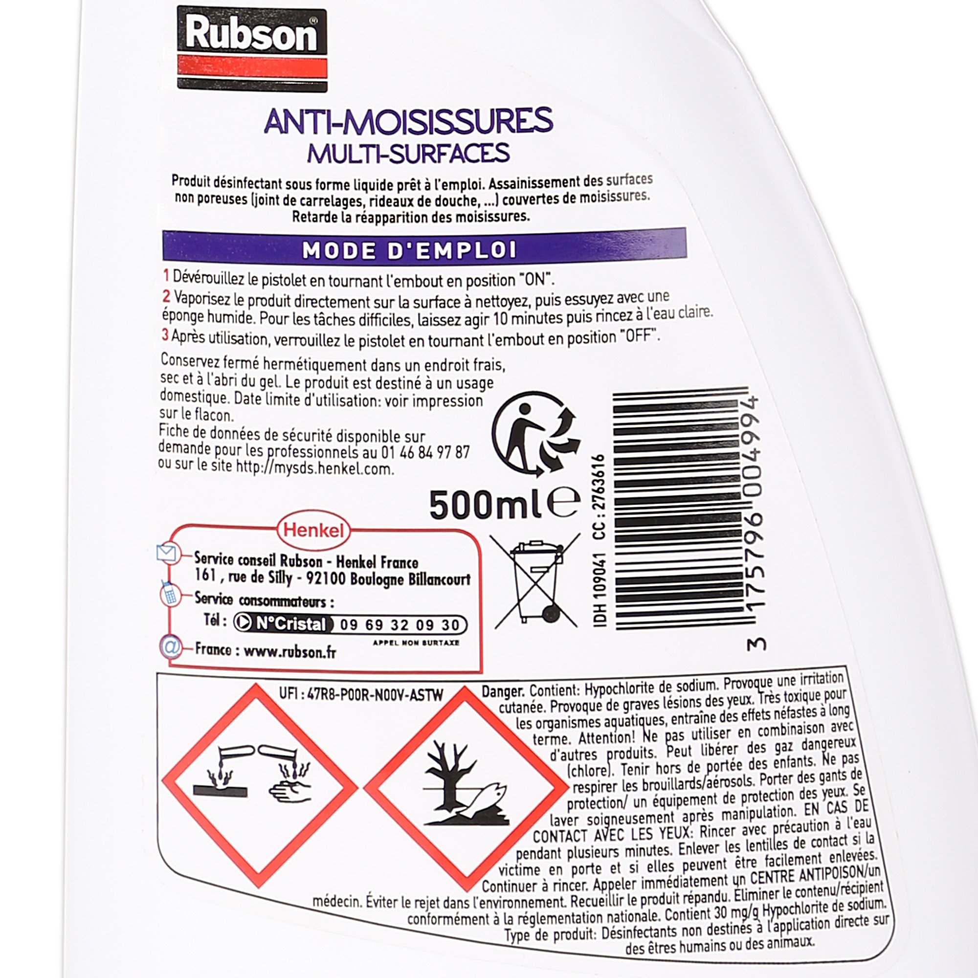 Rubson Spray anti-moisissures 500ml 