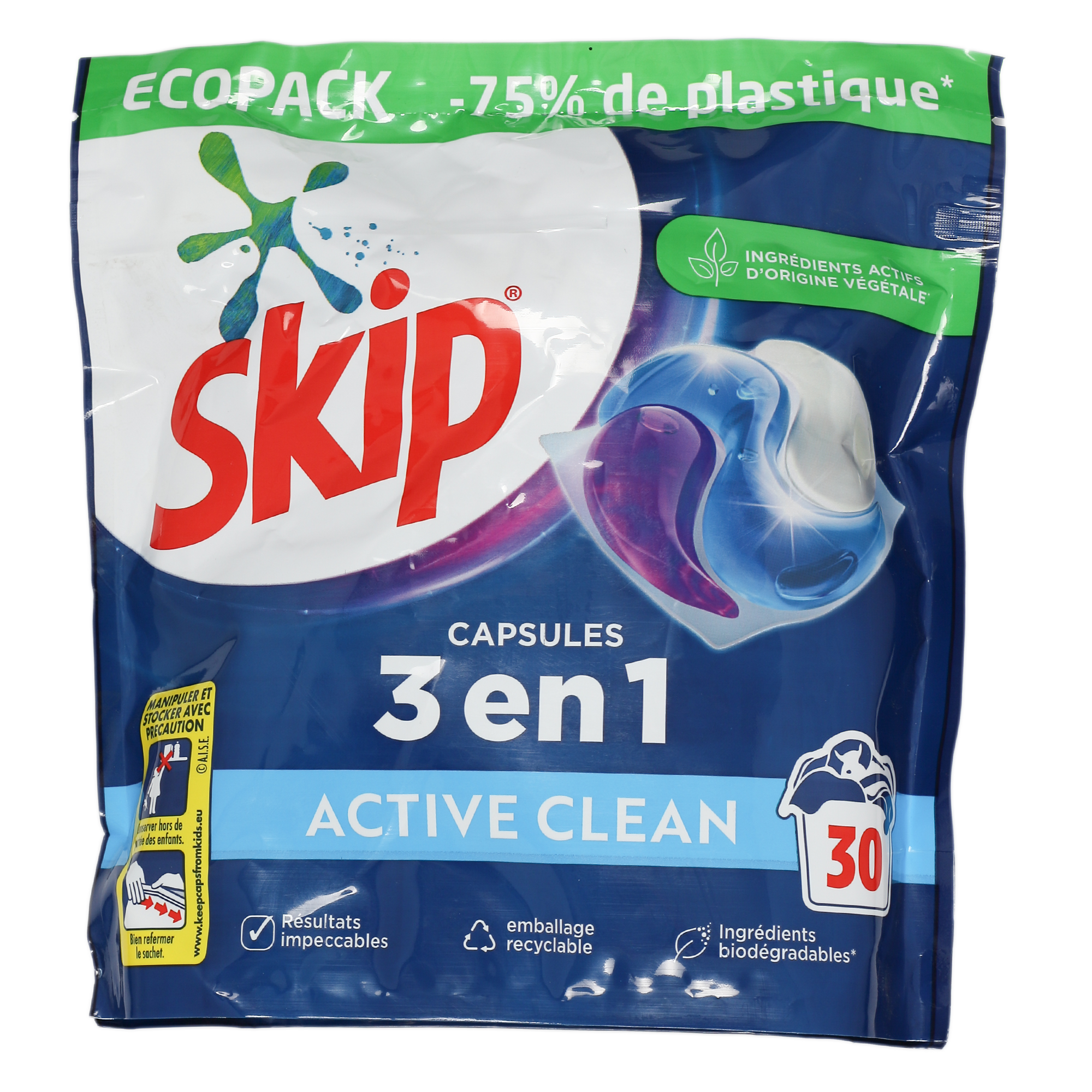 Lessive Capsule 3En1 Active Clean SKIP