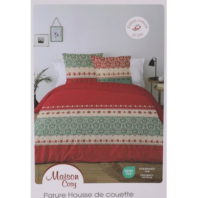 Housse de couette 2 personnes 220x240 cm 100% Coton - Tomette - Maison Futée